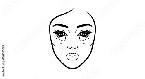 Creative Star Makeup Face Outline Illustration