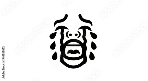 Crying Face Emoji Icon - Sadness, Tears, Emotion, Distress, Grief, Despair, Unhappiness