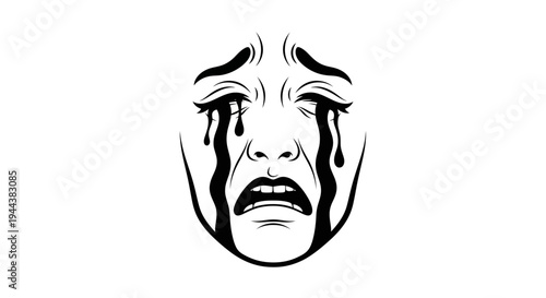 Crying Face Mask - Tragedy and Comedy Theater Symbol