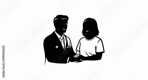 Doctor and patient shaking hands, symbolizing care and trust