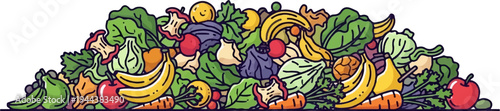 Colorful assortment of fresh fruits and vegetables overflowing in a vibrant pile