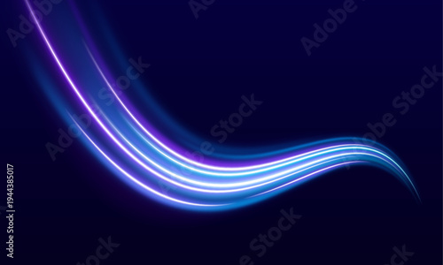 Blue neon waves flow dynamically on a night city PNG. Motion blur emphasizes speed, glowing energy, and futuristic vibes. Perfect for cyberpunk designs.