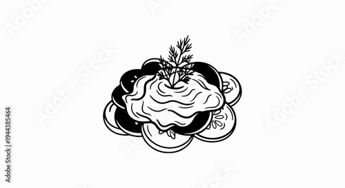 Creamy spread with dill atop sliced cucumbers, a fresh dish