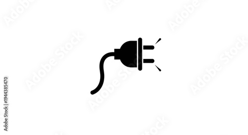 Black electric plug with sparks, symbolizing power and connection