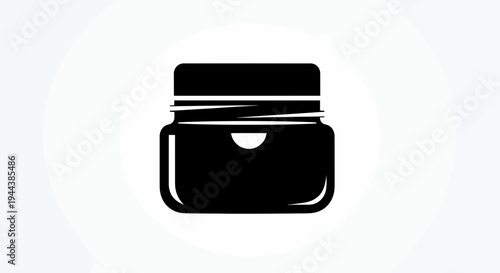 Black icon of a cosmetic cream jar with lid, isolated on white background