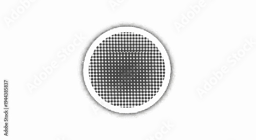 Concentric circles with gradient halftone dot pattern, abstract graphic design