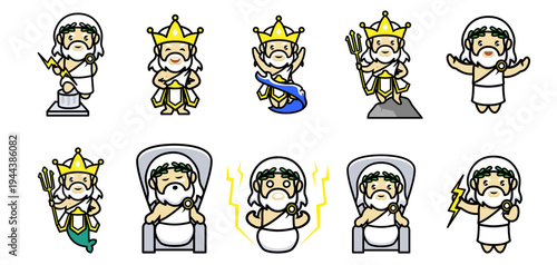 Set of Greek Gods mascot designs.