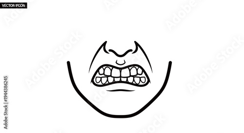 Angry Mouth Bared Teeth Gritting Expression Vector Icon