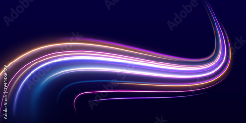 Long streaks of glowing light stretch into the distance like a tunnel of speed. The motion blur effect enhances the sense of rapid travel.