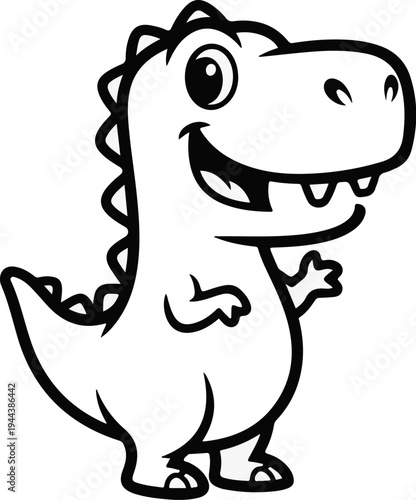 Cheerful cartoon dinosaur with friendly grin and spiky crest
