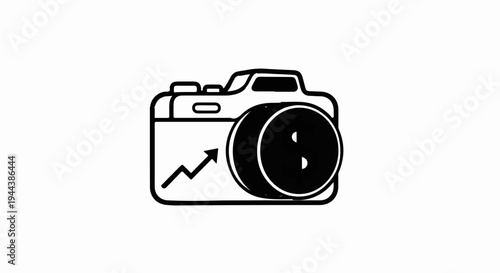 Camera icon with upward trending graph and partial circle