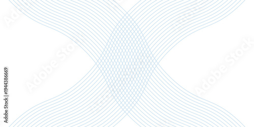 Abstract blue smooth waves on white background. Dynamic sound waves. Vector illustration.