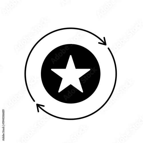 icon a reputation recovery with a star inside circular refresh arrows, isolated against a clean background.