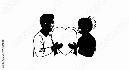 Couple sharing a heart