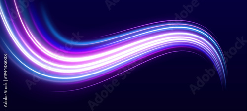 Bright cyan and magenta streaks twist across a transparent PNG, leaving luminous trails of speed and digital energy. Perfect for futuristic tech visuals.