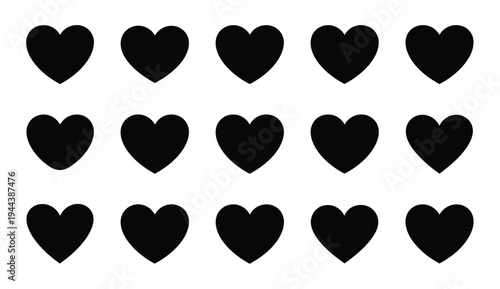 Heart Icons Black Vector Collection Minimal Design