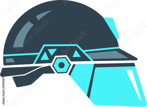 Vibrant futuristic protective helmet illustration with an advanced high-tech visor design, representing a modern safety concept for cutting-edge technology
