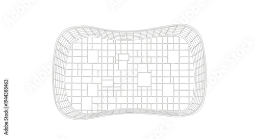 Abstract architectural wireframe model with organic shape and grid pattern