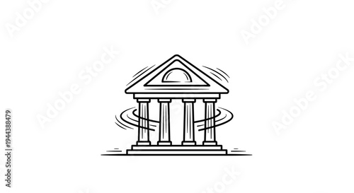 Abstract concept of financial institution or bank in motion, with swirling lines around it.