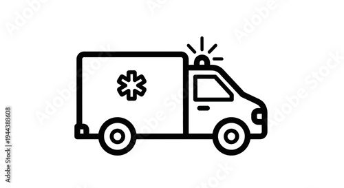 Ambulance Icon, Emergency Medical Vehicle, Health Care Transport, Vector Illustration