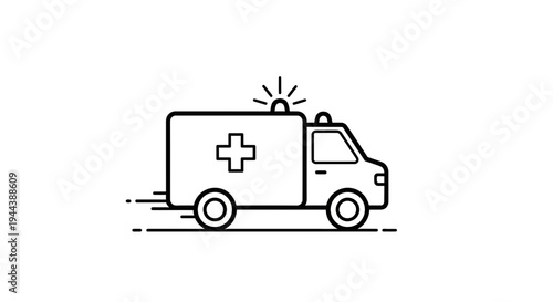 Ambulance Emergency Medical Service Vehicle Icon, Fast Transport for Healthcare