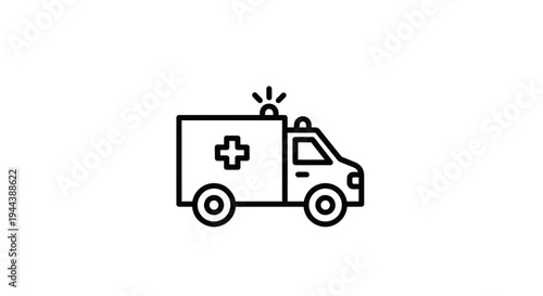 Ambulance Icon, Emergency Medical Vehicle, Healthcare Symbol, Vector Illustration