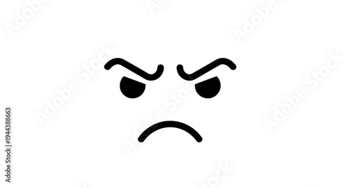 Angry Face Emoji Icon - Frustrated Emotion, Negative Expression, Cartoon Style