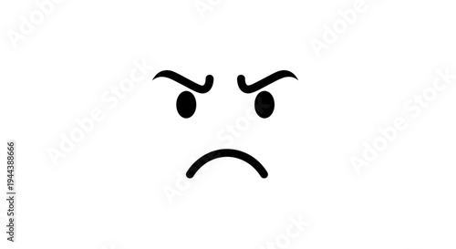 Angry Face Emoji Icon - Frustrated Expression, Negative Emotion, Cartoon Style