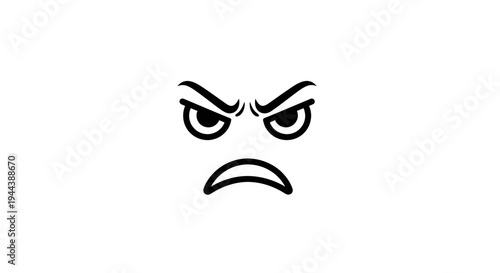 Angry Face Emoji Icon, Furious Expression, Negative Emotion, Cartoon Style