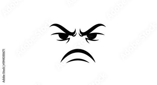 Angry Face Emoji Icon, Frowning Expression, Negative Emotion, Cartoon Style