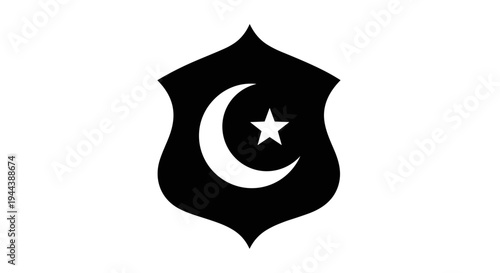 Islamic Symbol Crescent Moon Star Emblem 1.