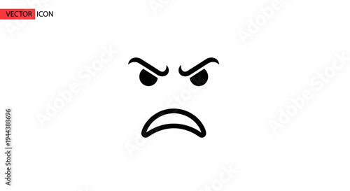 Angry Face Icon Vector Illustration - Expressing Frustration and Anger