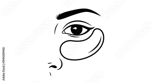 Minimalist Line Art of Woman's Eye with Under Eye Patches
