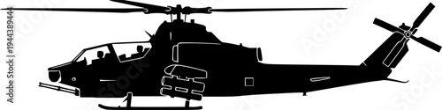 AH-1Z Viper attack helicopter, dark gray outline, side view icon.
