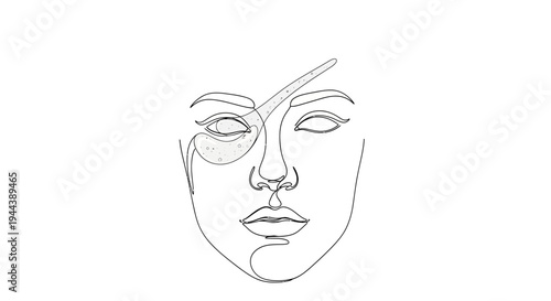 Minimalist Line Art Portrait of a Woman's Face, Abstract Beauty and Elegance