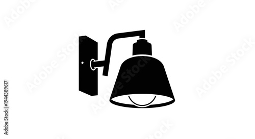 Modern Black Wall Sconce Light Fixture with Bulb Icon