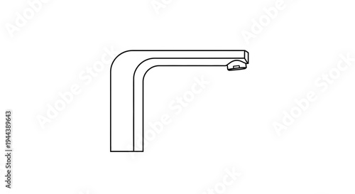 Modern Faucet Design, Minimalist Kitchen or Bathroom Tap, Clean Line Art Illustration