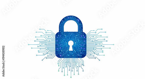 Digital padlock with circuitry graphic