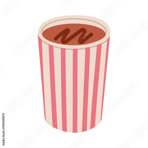 Coffee in a disposable striped cup