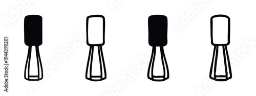 Kitchen spatula or mixer paddle icon set in solid and outline variations.