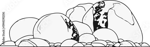 Detailed illustration of rounded rocks piled together