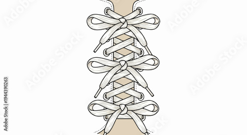 Detailed illustration of white shoelaces tied in a crisscross pattern with bows