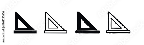 Triangular Ruler School Geometry Tool Icon Set