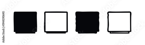 Set of four mobile phone or tablet screen icons in black solid and outline hand-drawn styles