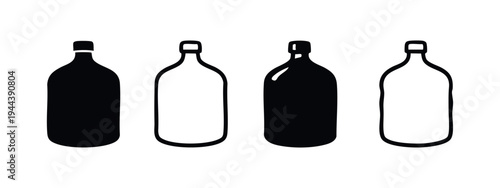 Generic Bottle Icon Set. Liquid Container Symbols for Beverage, Oil, or Packaging Product Concepts.