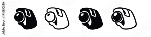 Ergonomic Trackball Mouse Icons. Computer Pointing Device Symbols for Enhanced User Experience.