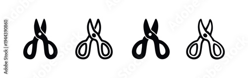 Collection of scissors icons, sharp cutting tool symbols