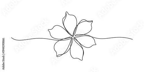 Fotografía Minimalist Continuous One Line Drawing of an Elegant Plumeria Flower Blossom Ill