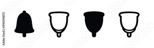 Menstrual cup icon set, feminine hygiene product symbol