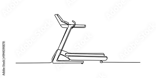 Minimalist Continuous Line Art Treadmill Drawing for Modern Fitness and Health Training Illustration